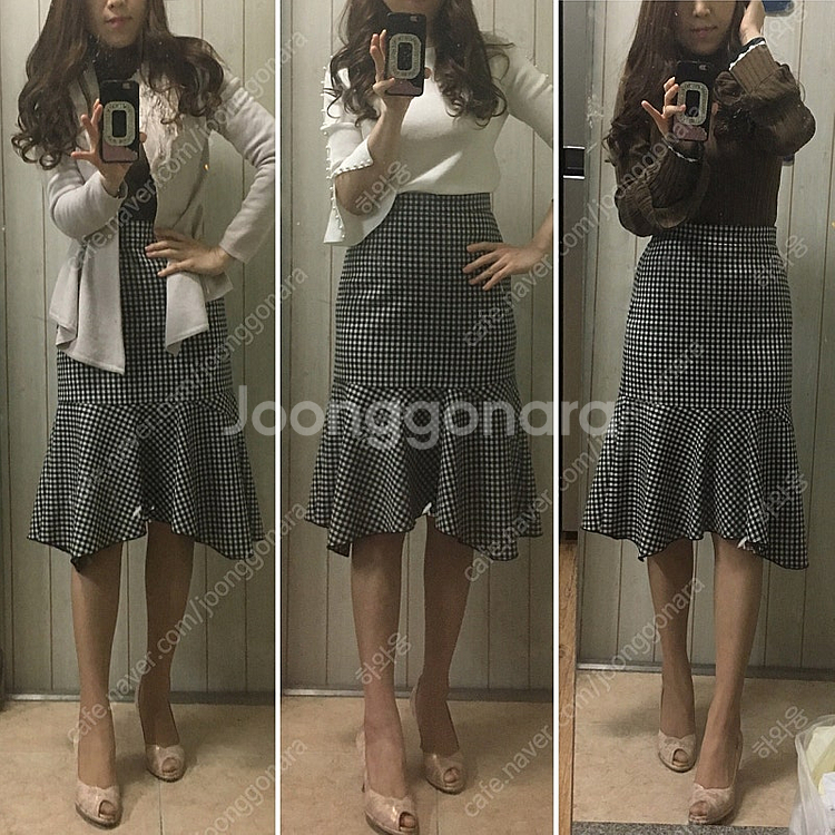 택포) 시슬리 체크 머메이드 스커트 42사이즈 Sisl...--8