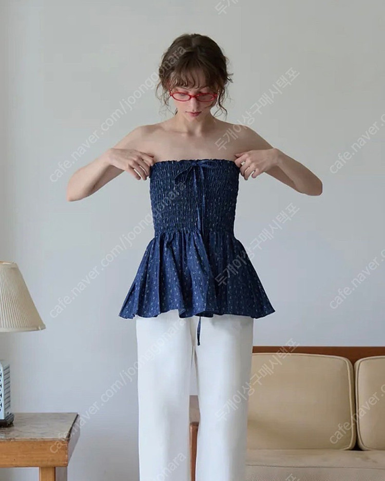 위드아웃썸머 맥 스모크 탑 데님 오프숄더--1