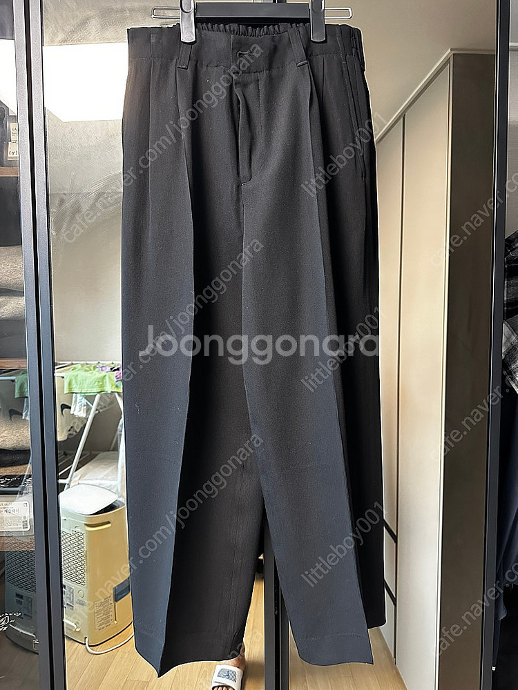 골든구스 울 블렌드 팬츠 블랙,다크그레이--1