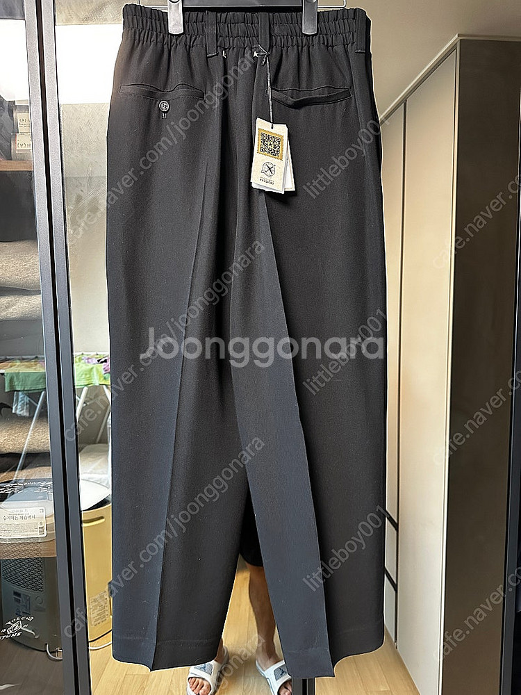 골든구스 울 블렌드 팬츠 블랙,다크그레이--2