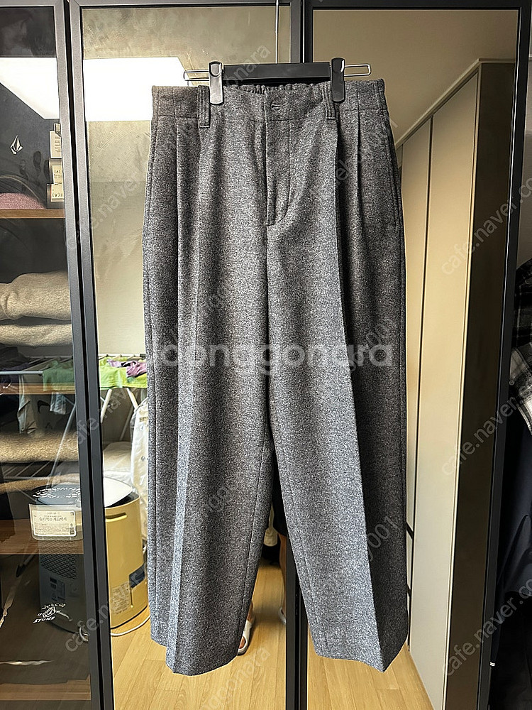 골든구스 울 블렌드 팬츠 블랙,다크그레이--5