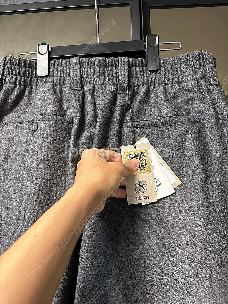 골든구스 울 블렌드 팬츠 블랙,다크그레이--7