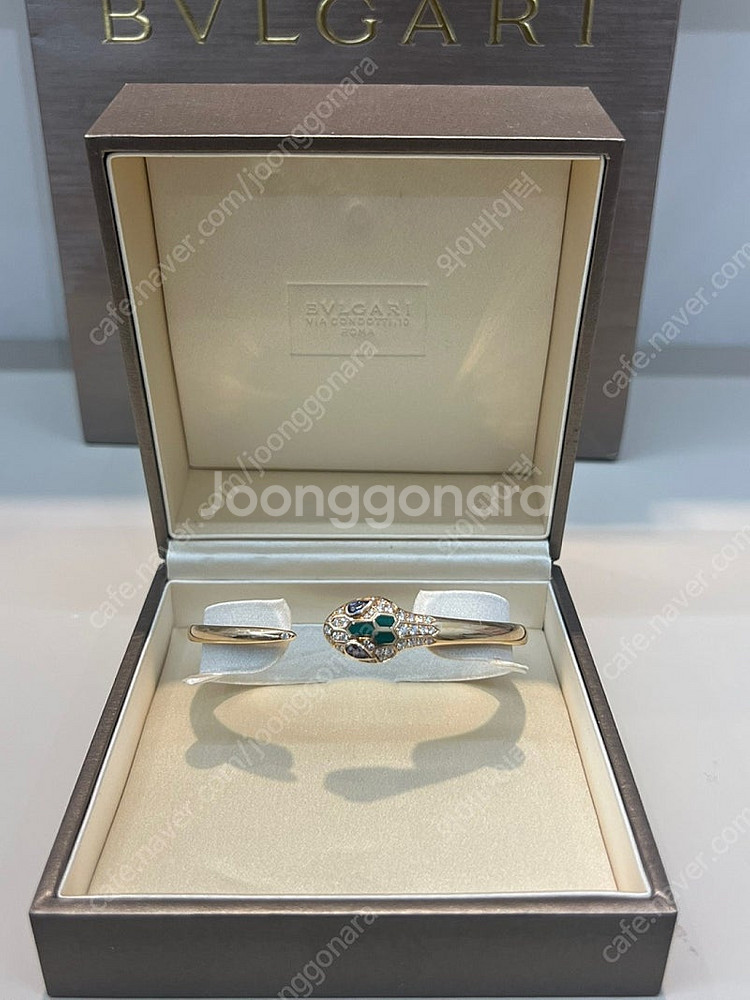 정품 불가리 세르펜티 로즈골드 파베다이아 세팅 팔찌 판...--6