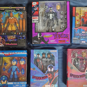 SHF, 마펙스, 자다토이즈 팝니다. shf 스파이더맨 뉴 레드 앤 블루, 어크로스 더 스파이더 버스 그웬, 마일즈 모랄레스, 록맨(메가맨), 스트리트파이터 달심, 마펙스 베놈