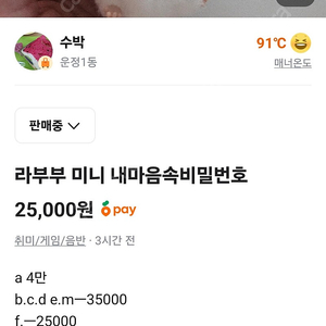 라부부 미니 내마음속비밀번호