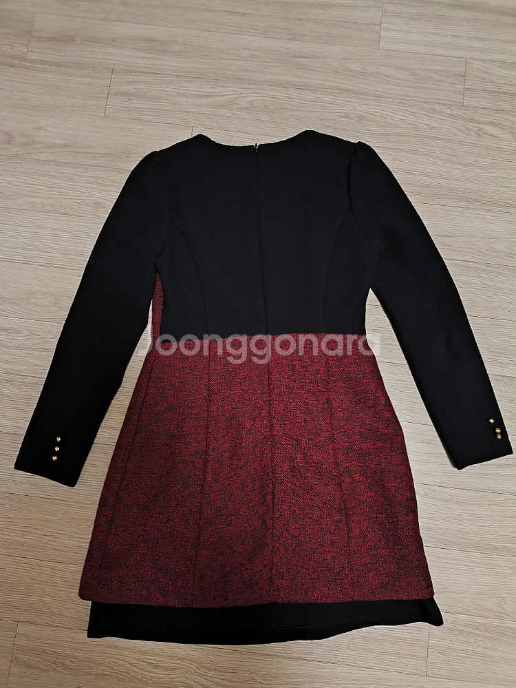 와인색 긴팔 가을/겨울 원피스--2