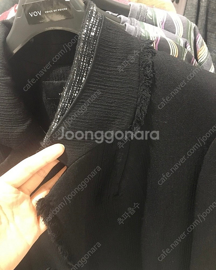 보브 프린지 지퍼 블랙 오픈 자켓--9