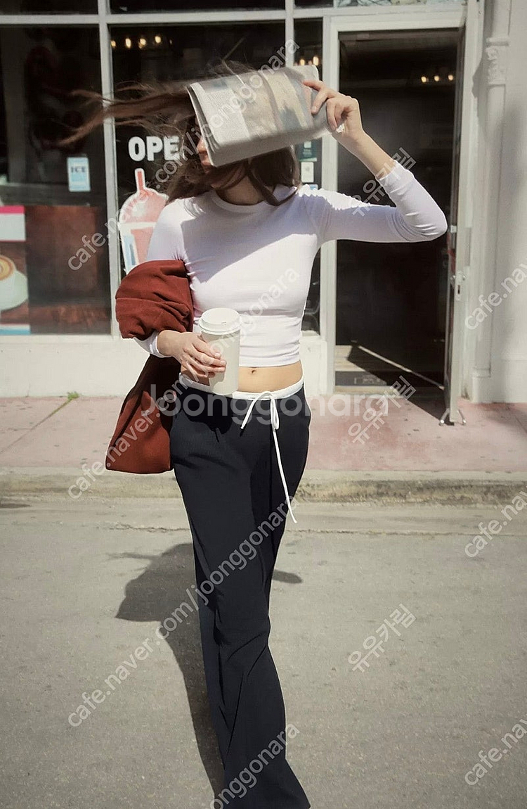 ZARA 자라 더블 웨이스트 와이드 팬츠 네이비 S--1