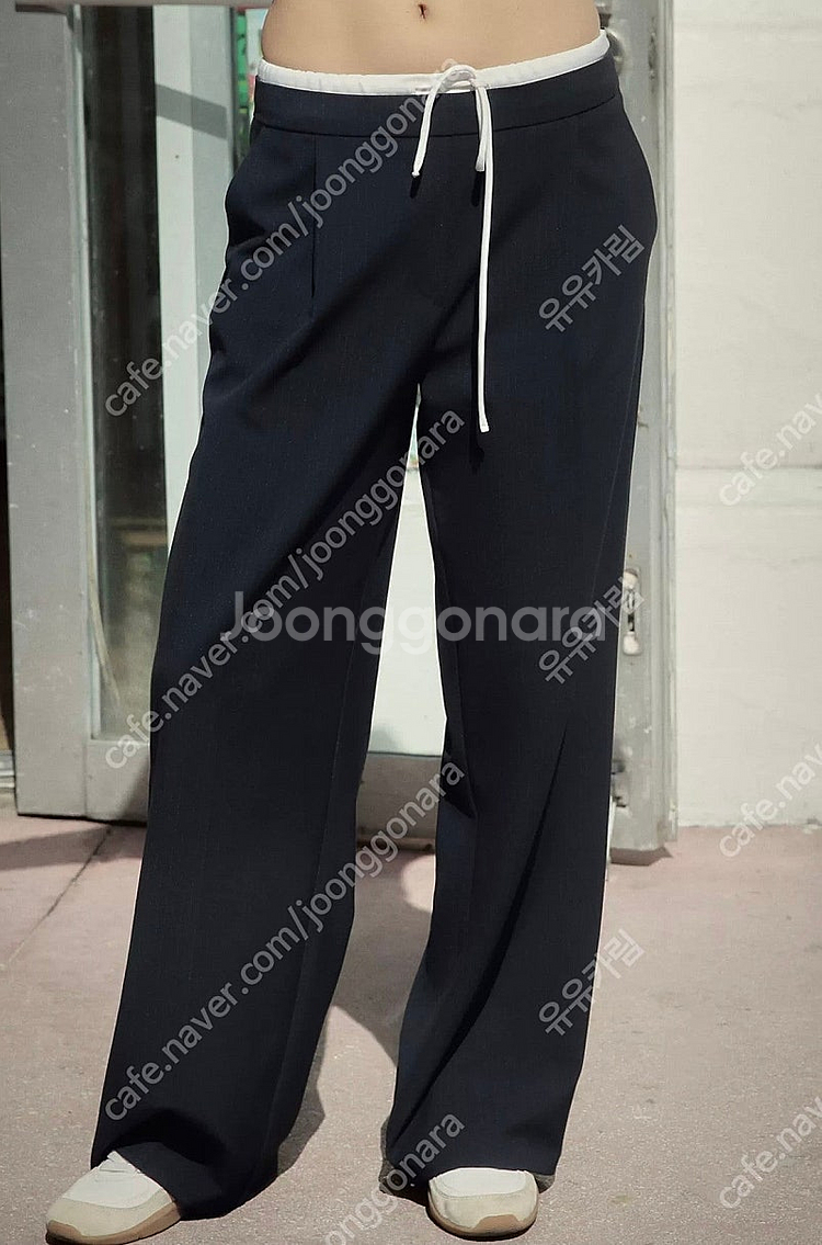 ZARA 자라 더블 웨이스트 와이드 팬츠 네이비 S--3