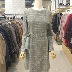 [새상품] 올리브데올리브 옐로우 그린 체크 벨트 원피스 55 정가 249,000원 이미지
