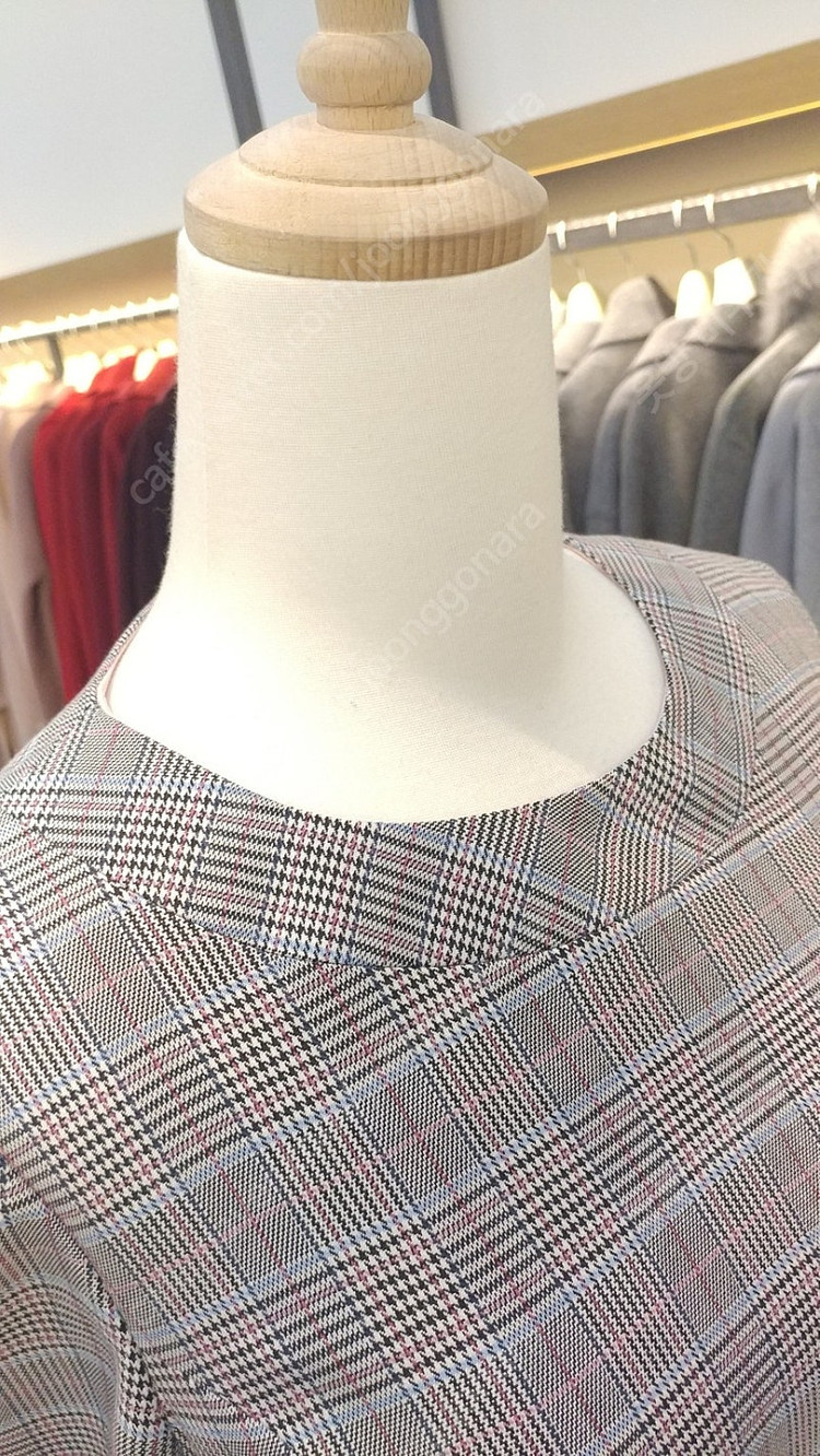 [새상품] 올리브데올리브 핑크 블루 체크 벨트 원피스 55 정가 249,000원 이미지