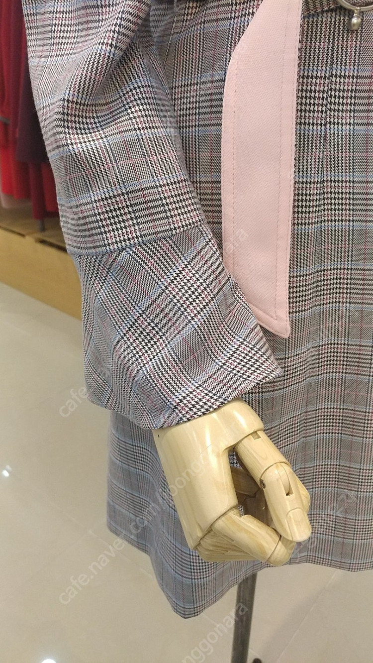 [새상품] 올리브데올리브 핑크 블루 체크 벨트 원피스 55 정가 249,000원 이미지