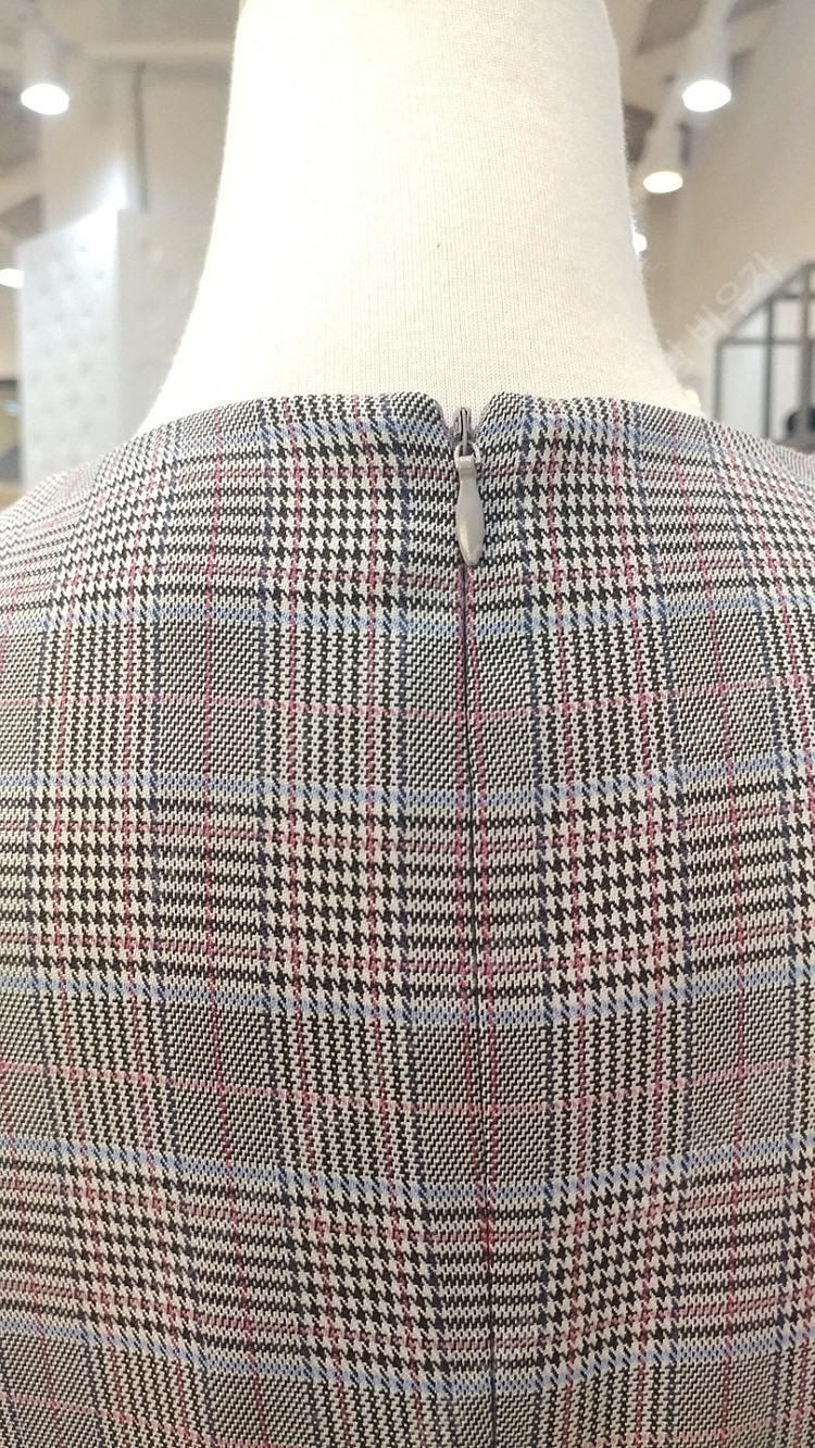 [새상품] 올리브데올리브 핑크 블루 체크 벨트 원피스 55 정가 249,000원 이미지