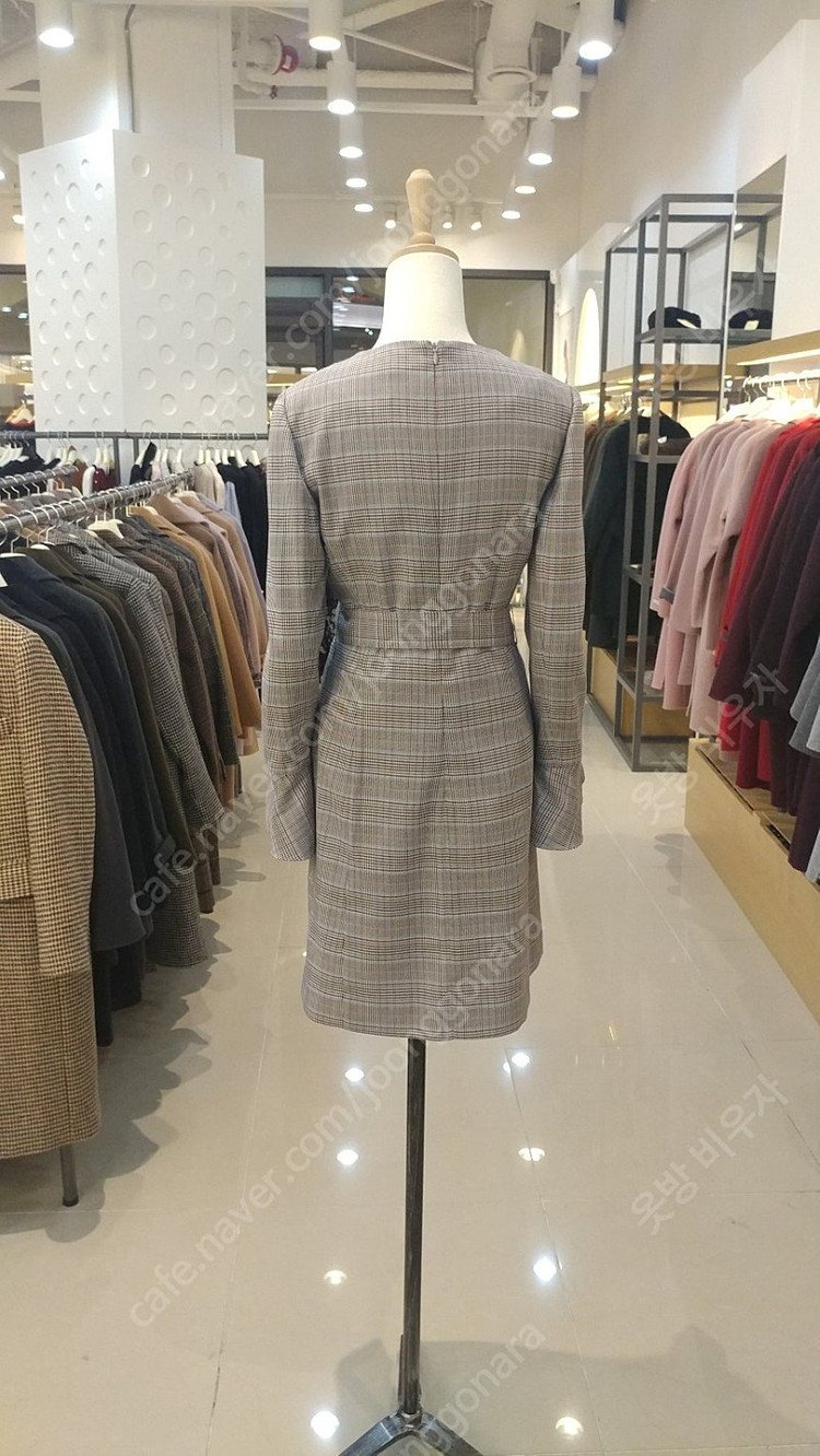 [새상품] 올리브데올리브 핑크 블루 체크 벨트 원피스 55 정가 249,000원 이미지