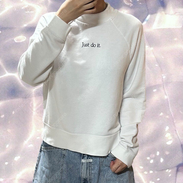 나이키 저스트두잇 반 크롭 맨투맨 스웻셔츠 화이트 L--1