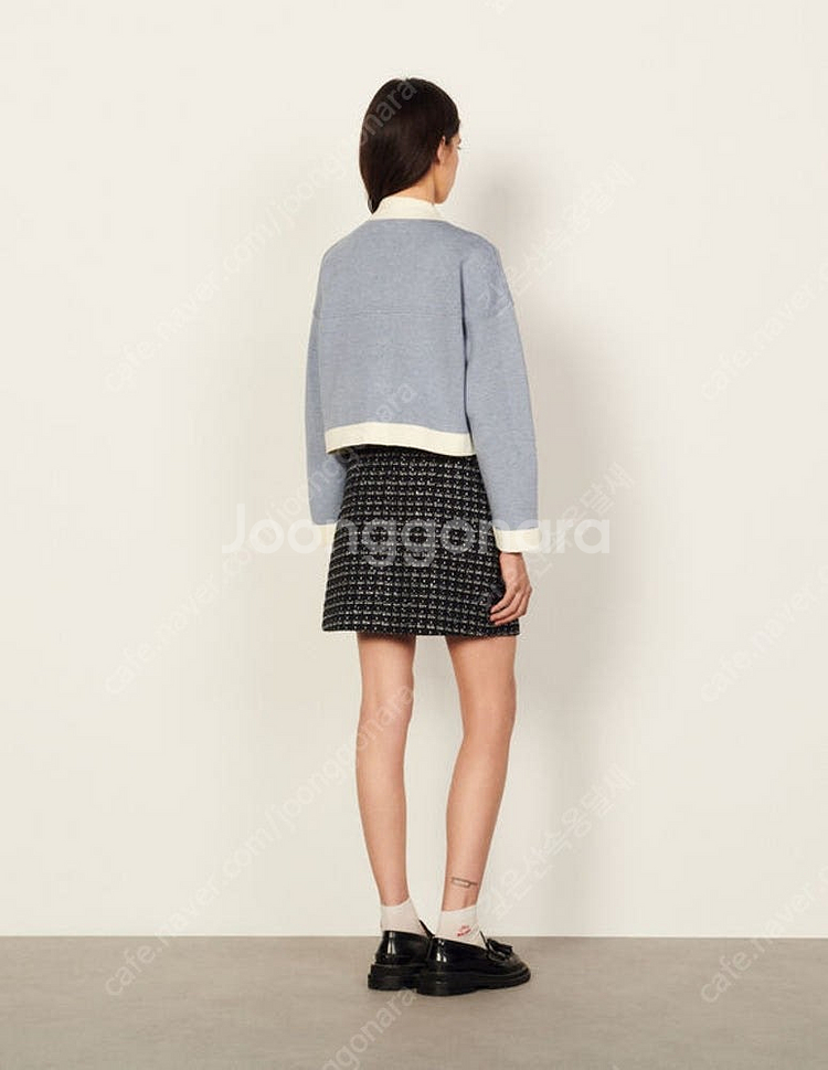 Sandro 산드로 탑스티치 크롭 가디건--2