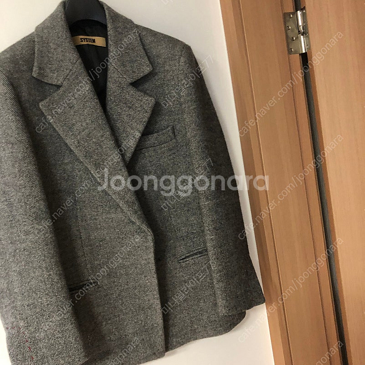 한섬 시스템 헤링본 오버핏 울재킷 울자켓 코트 하프 출...--5