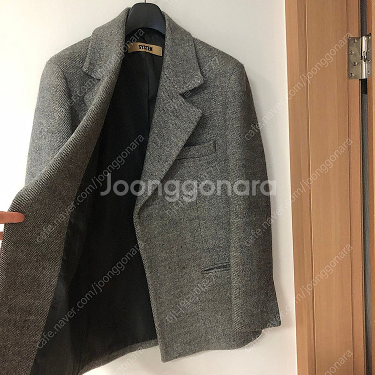 한섬 시스템 헤링본 오버핏 울재킷 울자켓 코트 하프 출...--6