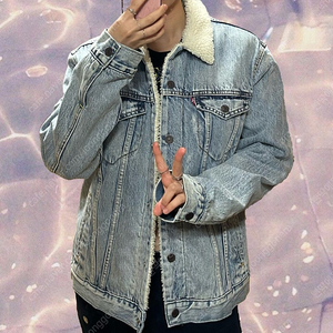 리바이스 양털 청자켓 쉐르파 블루종 점퍼 연청 M