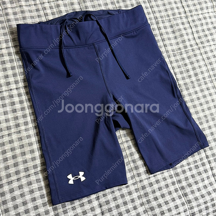 (L) 언더아머 UA 론치 1/2 런닝 타이즈 네이비--1
