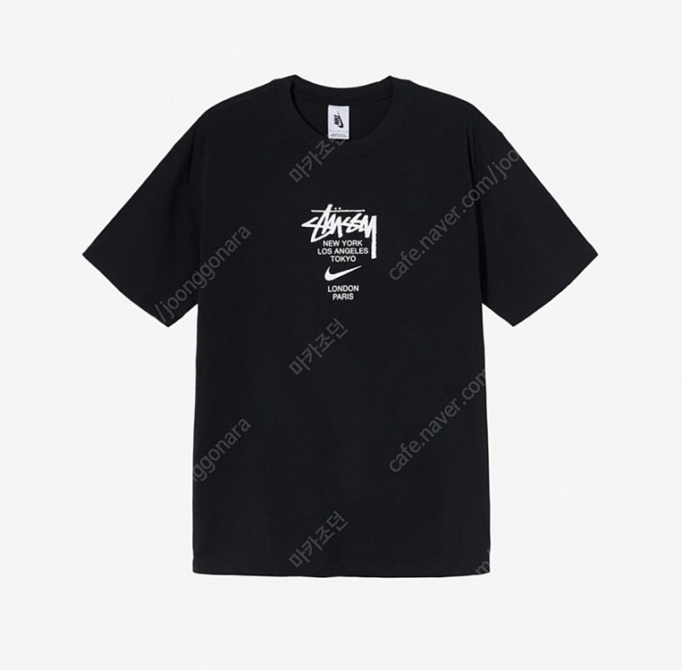 [XL] 나이키 x 스투시 나투시 월드투어 반팔 티셔츠 블랙 이미지