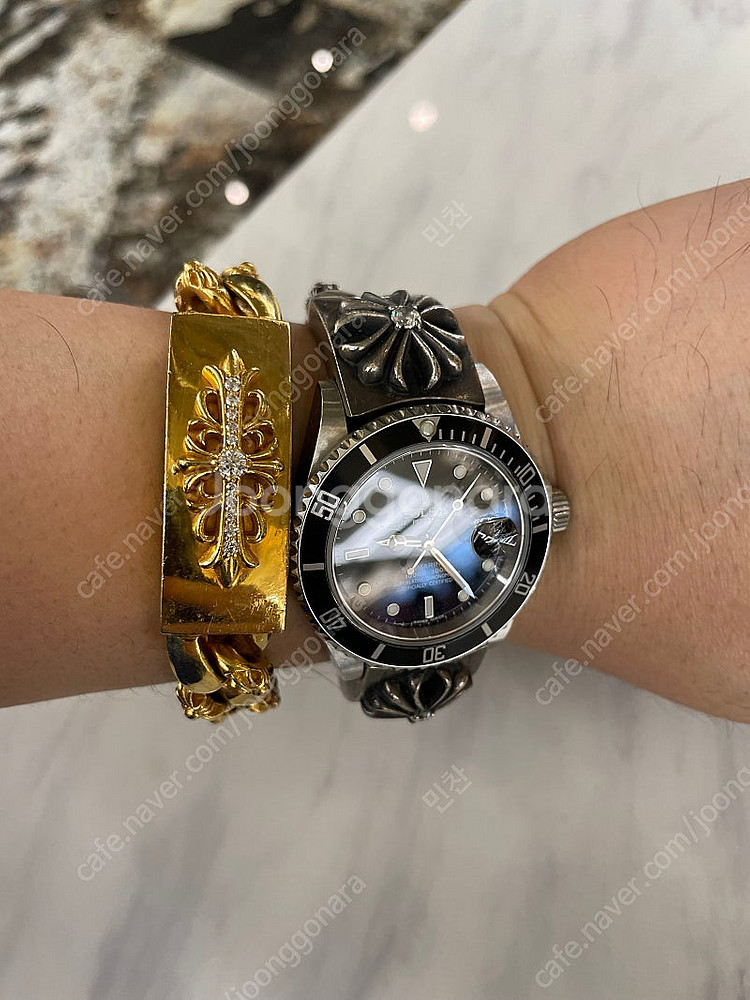 22k 제작 크롬하츠 플로랄집게팔찌--4