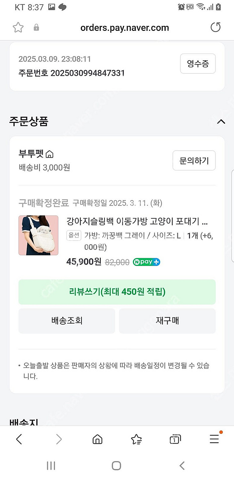 부투펫 고양이 강아지 이동가방 까꿍백 그레이L--2