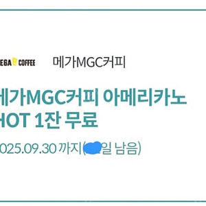 메가커피 핫 아메리카노 1잔 1300
