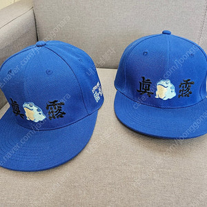 진로 굿즈 스냅백 모자 파랑 자수