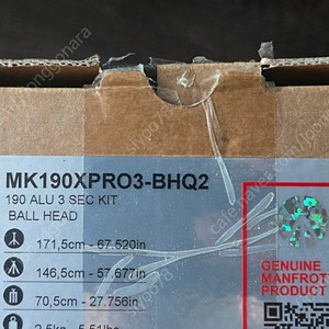 맨프로토 삼각대 MK190XPRO3-BHQ2 미사용.