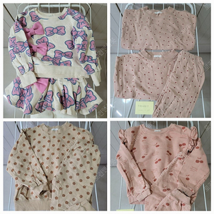 에어피쉬 리본셋업M/동그라미마켓 핑크도트상하L/ 클로버상하L/ 슈슈앤크라상하6y 일괄 (개별구매 가능)