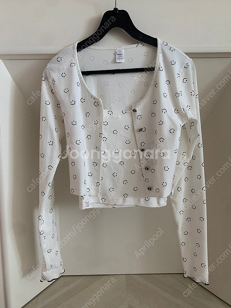 민지에나 스마일 가디건 + 슬리브리스 세트--0