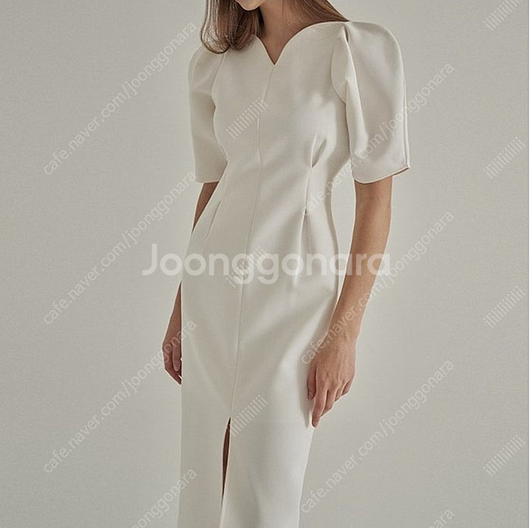 퍼프 원피스 브이넥 반팔 핀턱 롱 원피스 돌잔치 2부드레스 셀프웨딩 브라이덜샤워--0