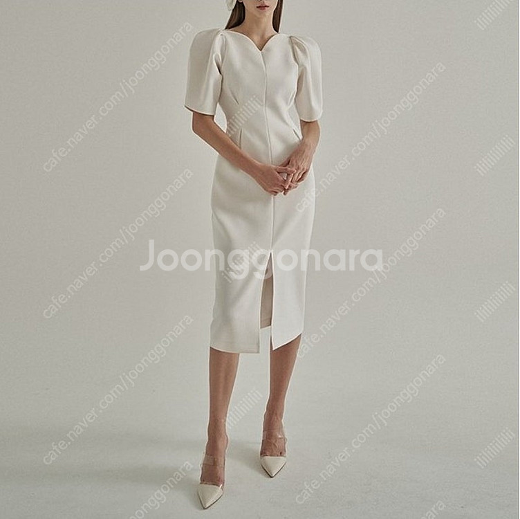 퍼프 원피스 브이넥 반팔 핀턱 롱 원피스 돌잔치 2부드레스 셀프웨딩 브라이덜샤워--1