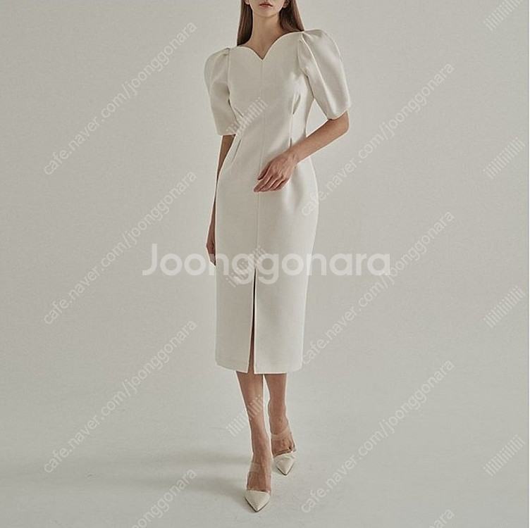 퍼프 원피스 브이넥 반팔 핀턱 롱 원피스 돌잔치 2부드레스 셀프웨딩 브라이덜샤워--2