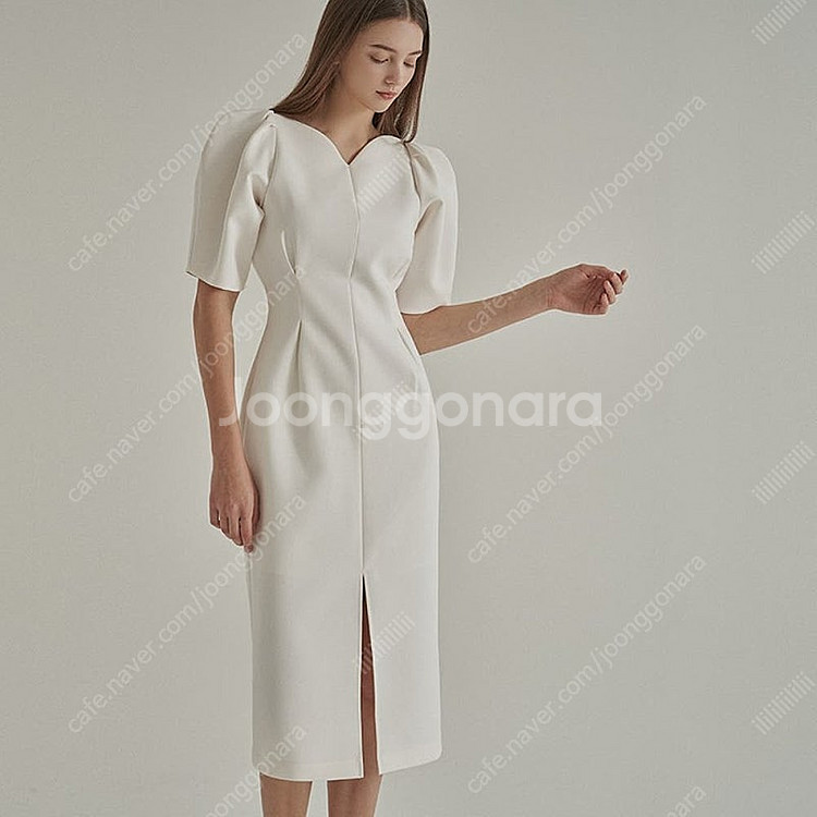 퍼프 원피스 브이넥 반팔 핀턱 롱 원피스 돌잔치 2부드레스 셀프웨딩 브라이덜샤워--4