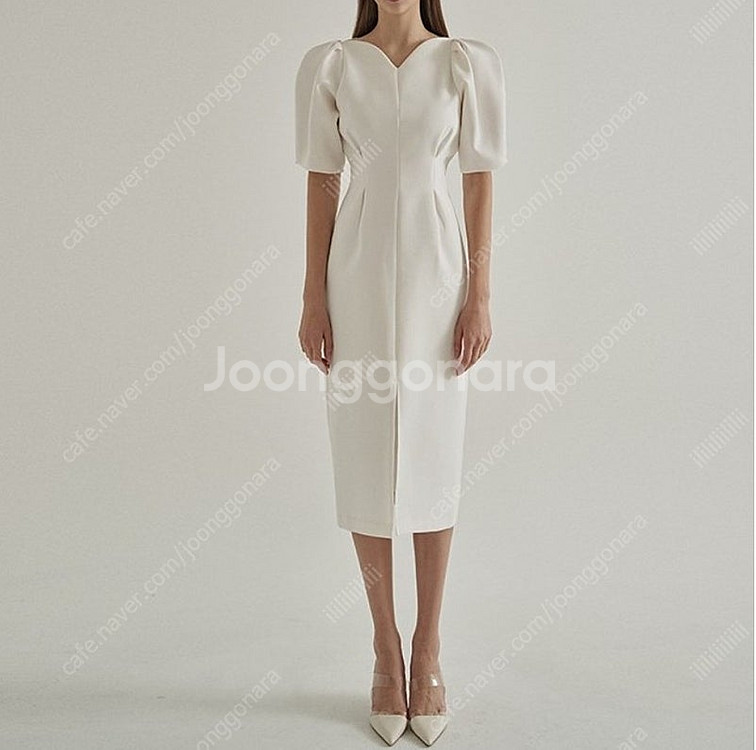 퍼프 원피스 브이넥 반팔 핀턱 롱 원피스 돌잔치 2부드레스 셀프웨딩 브라이덜샤워--7