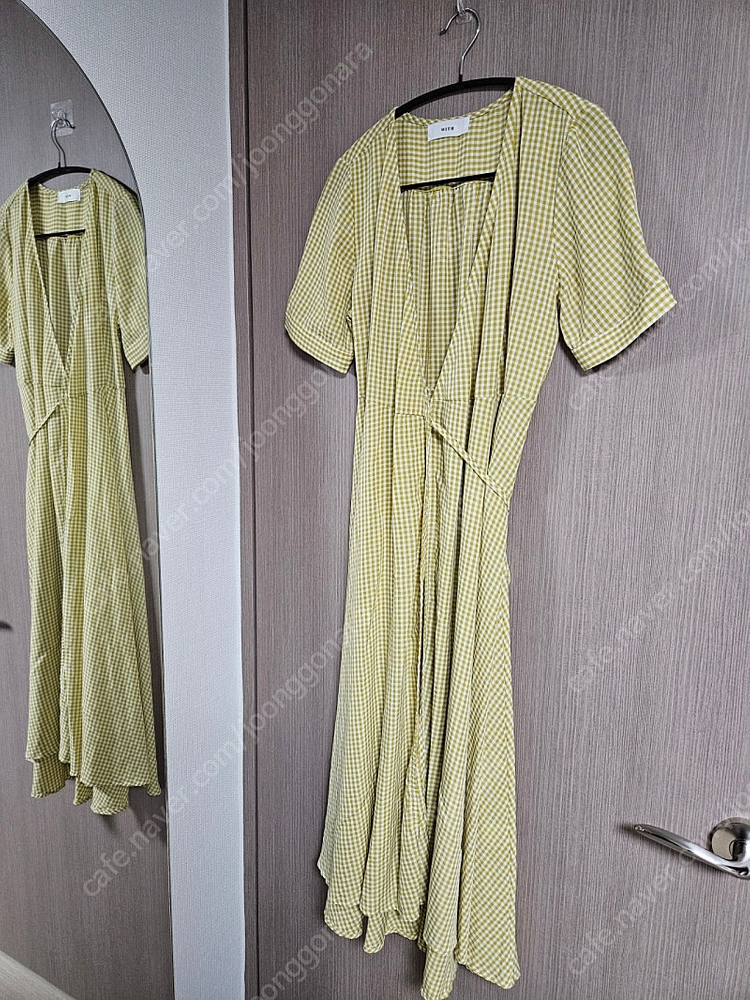 체크 랩 원피스 롱 드레스 여름 휴양지 휴가룩 몸매보정 프리사이즈 이미지