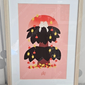 풍수인테리어에좋은 고양이 액자 A3, 297x420mm, 라이트핑크