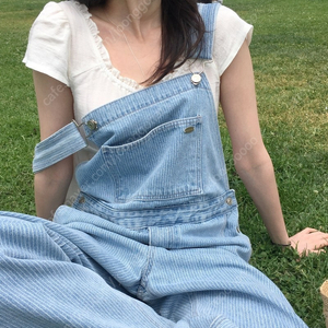 아카이브제이투유 스트라이프 데님 오버롤 새상품