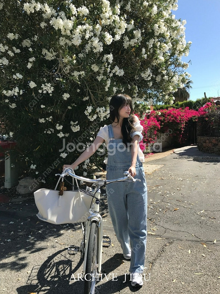 아카이브제이투유 스트라이프 데님 오버롤 새상품--1