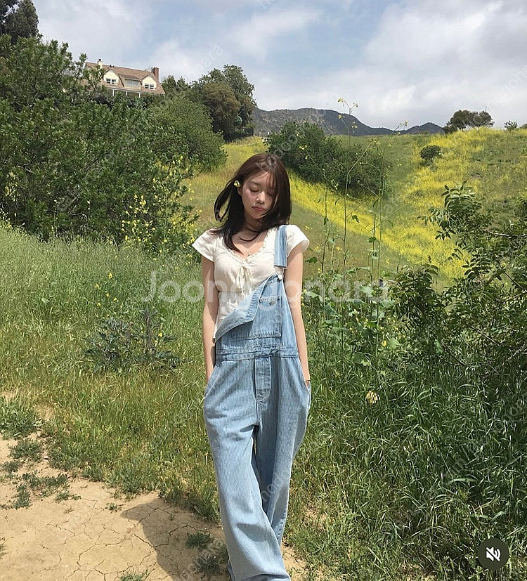 아카이브제이투유 스트라이프 데님 오버롤 새상품--2