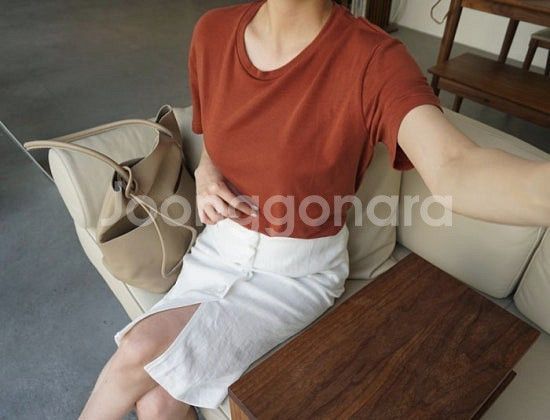 텐셀티 기본 반팔티셔츠 베이지--1