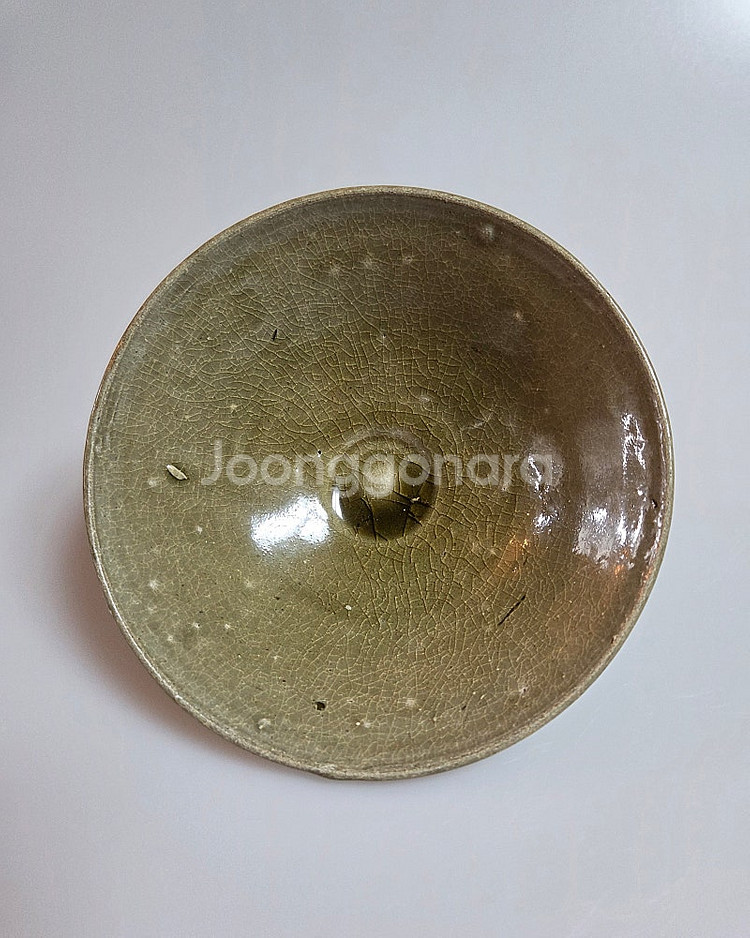 고미술품 고려시대 전기 고려청자 황청자 다완--1