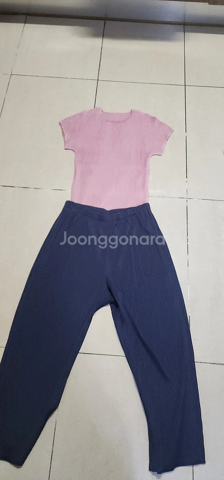 에바큐브 플리츠 반팔/와이드팬츠 각각--5