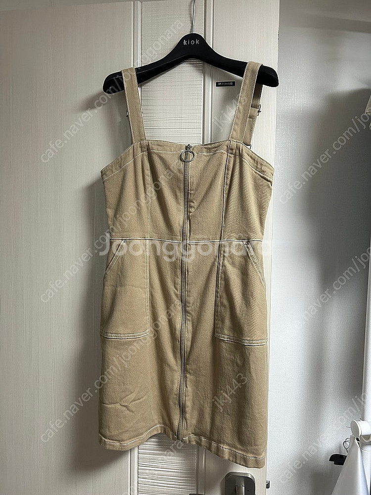 H&M 데님 멜빵 원피스 베이지 (반택포)--1