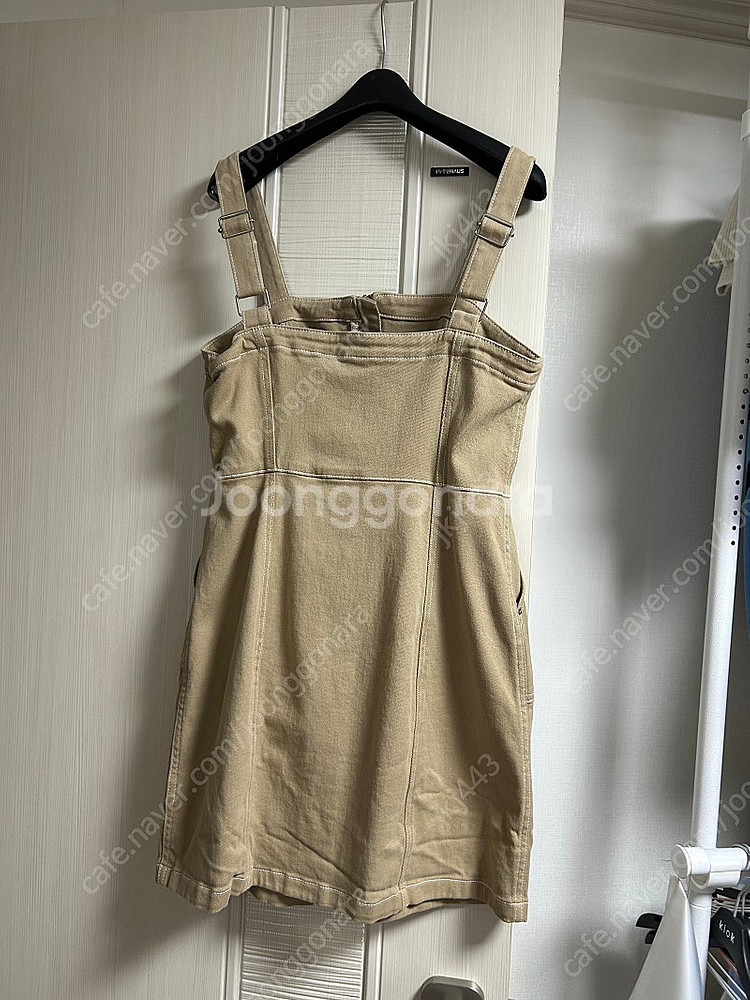 H&M 데님 멜빵 원피스 베이지 (반택포)--2