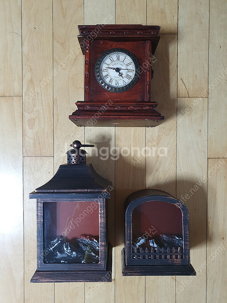 엔틱 장식품 시계, 불타는 무드등--1