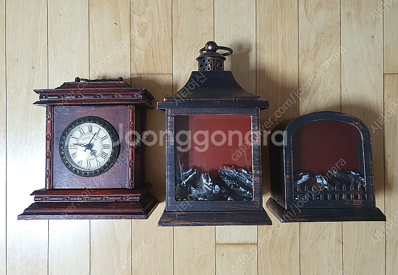 엔틱 장식품 시계, 불타는 무드등--2