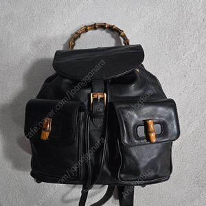 정품 Gucci 구찌 뱀부 레더 백팩 블랙
